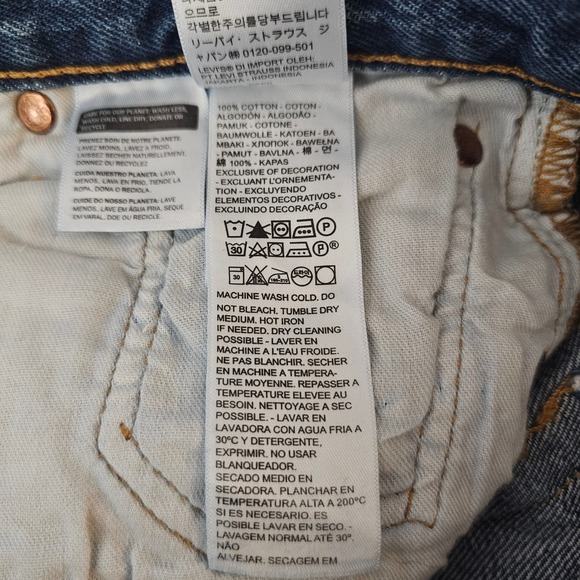 Levi's 501 Original Fit Straight Leg Button Fly Red Tab Dark Wash Jeans 29x34 - Picture 6 of 8